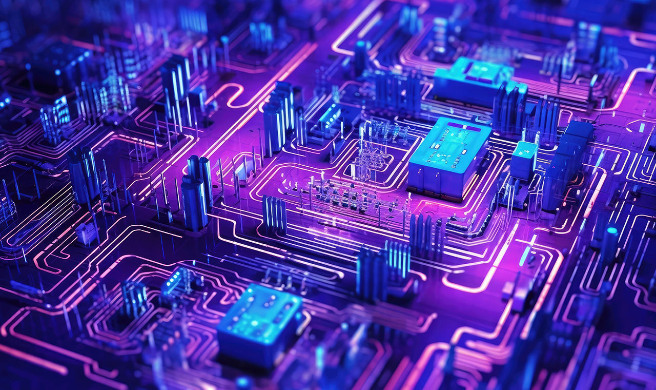 Blue and purple technology circuit
